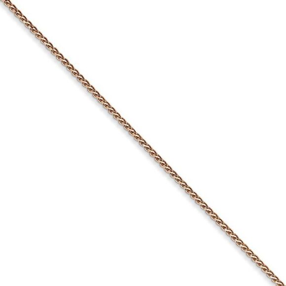 1mm, 14k Rose Gold, Diamond Cut Solid Spiga Chain Necklace,...